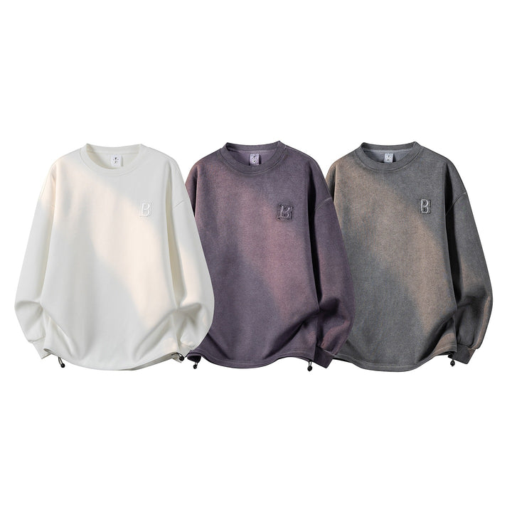 Damen Oversize-Sweatshirt mit gesticktem Schriftzug, abgerundetem Saum & überschnittener Schulter Drune