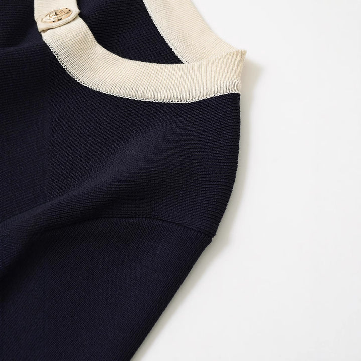 Damen Kurzarm Strickoberteil mit dekorativen Knöpfen und modernem Design Drune