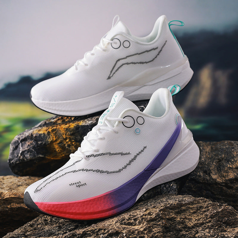 Unisex leichte Straßensneaker mit atmungsaktivem Strickobermaterial, reaktiver Hohlkern-Zwischensohle und griffiger Profilaußensohle Drune