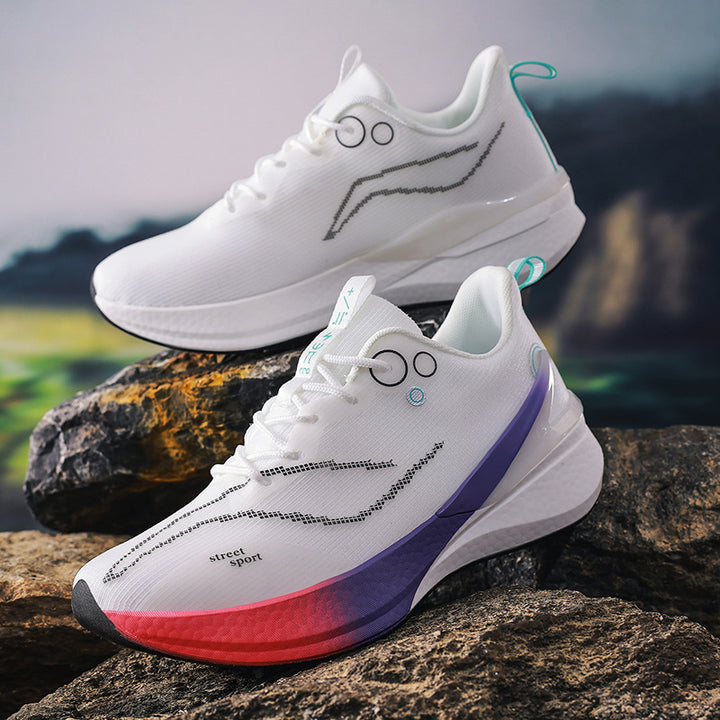 Unisex leichte Straßensneaker mit atmungsaktivem Strickobermaterial, reaktiver Hohlkern-Zwischensohle und griffiger Profilaußensohle Drune