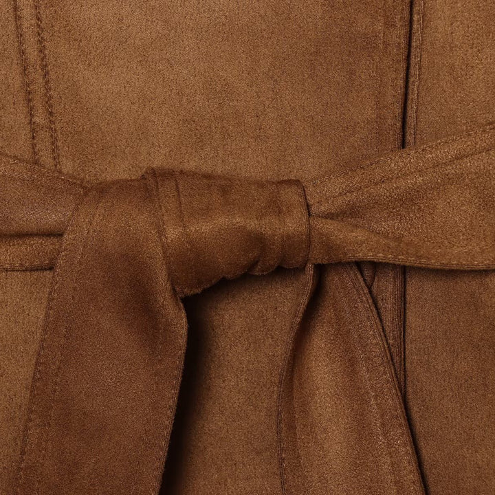Damen Taillierte Kurzjacke aus weichem Veloursimitat mit asymmetrischer Knopfleiste und Bindegürtel Drune