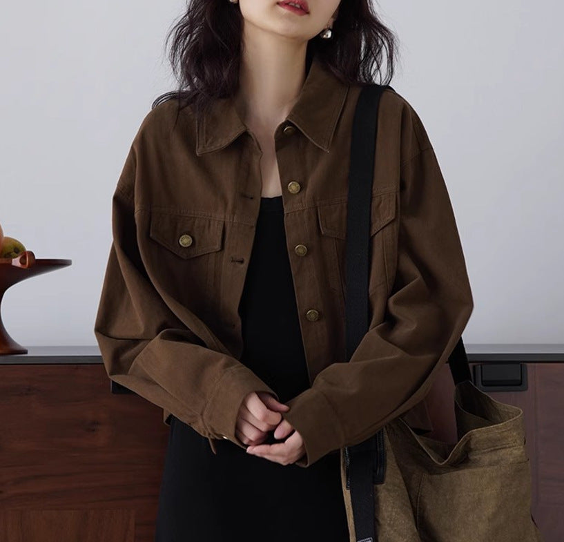 Damen Modische Oversized-Jacke mit Knöpfen und praktischen Taschen Drune