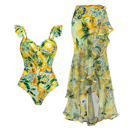 Damen Schwimmanzug mit floralem Design und V-Ausschnitt Drune
