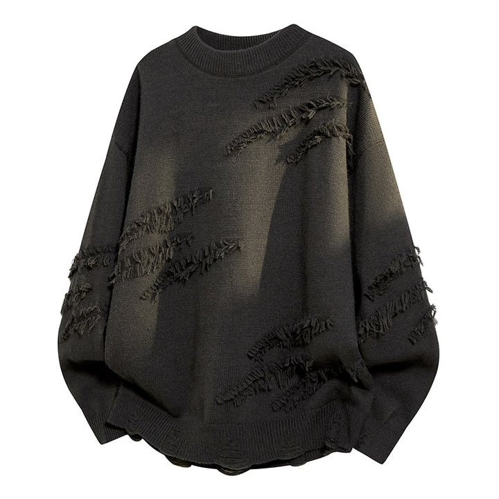 Damen Oversized Strickpullover mit Fransen