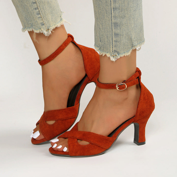 Damen elegante Sandalen mit geschlungenem Riemen und komfortablem Blockabsatz Drune