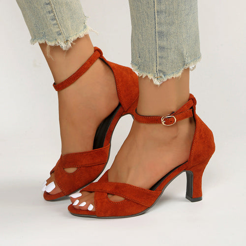 Damen elegante Sandalen mit geschlungenem Riemen und komfortablem Blockabsatz Drune