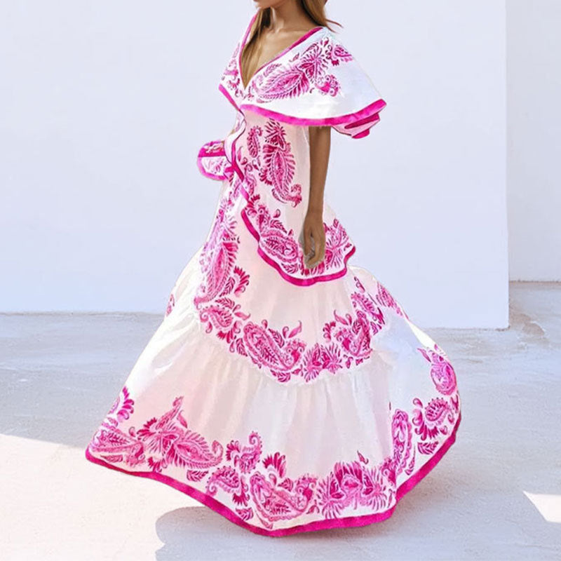 Damen Maxikleid mit voluminösen Ärmeln und kunstvollem Paisleymuster Drune