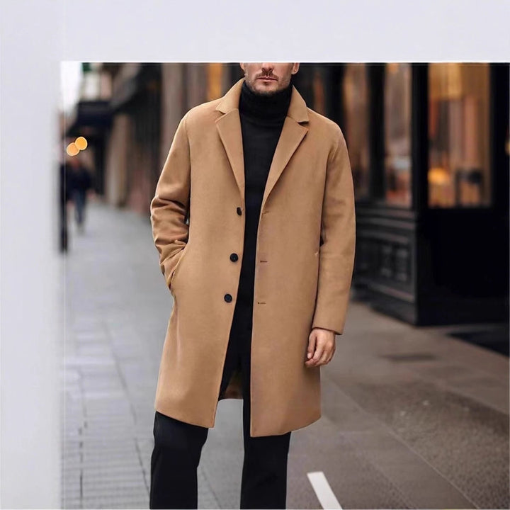Herren nan eleganter Wollmixmantel mit Reverskragen und geradem Schnitt Drune