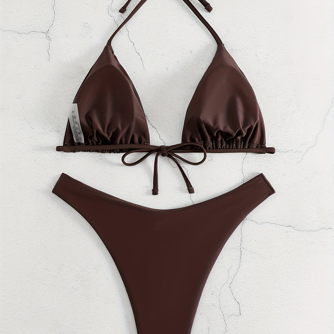 Damen Triangel-Bikini-Set mit gerafftem Design Drune