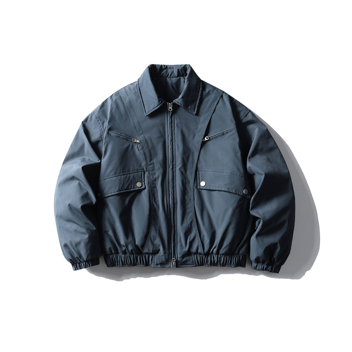 Herren Boxy-wattierter Field-Blouson mit Reißverschluss‑Brusttaschen und elastischem Saum Drune