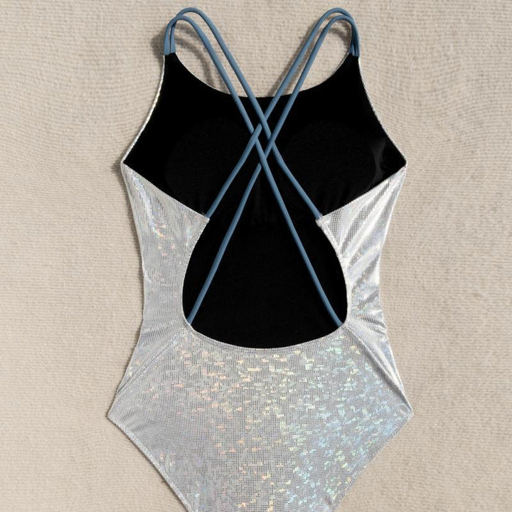 Damen Badeanzug mit schimmerndem Design und verstellbaren Trägern Drune