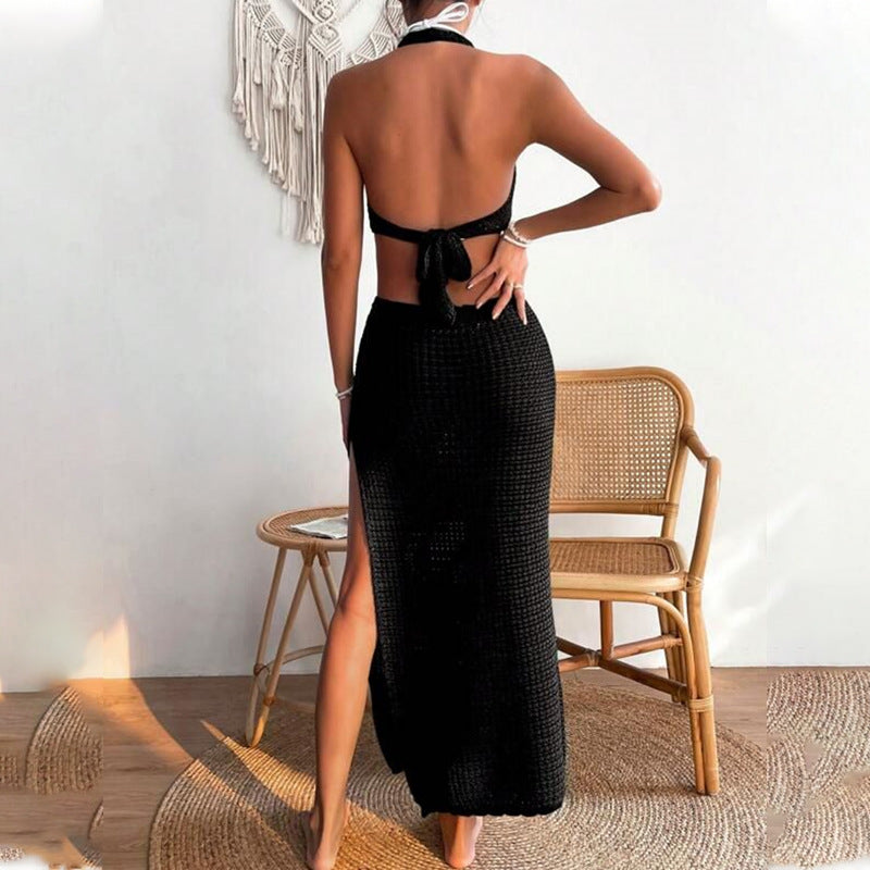 Damen elegantes Häkelkleid mit tiefem Ausschnitt Drune