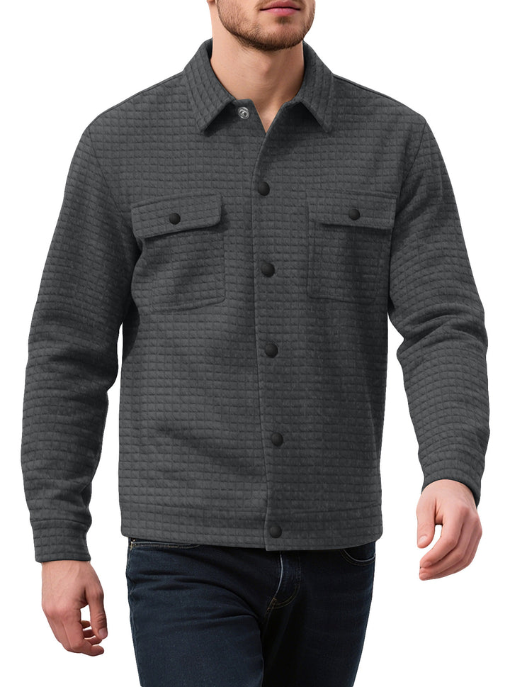 Herren nan gequiltete Hemdjacke im Overshirt-Stil mit Druckknopfleiste und aufgesetzten Brustklappen Drune