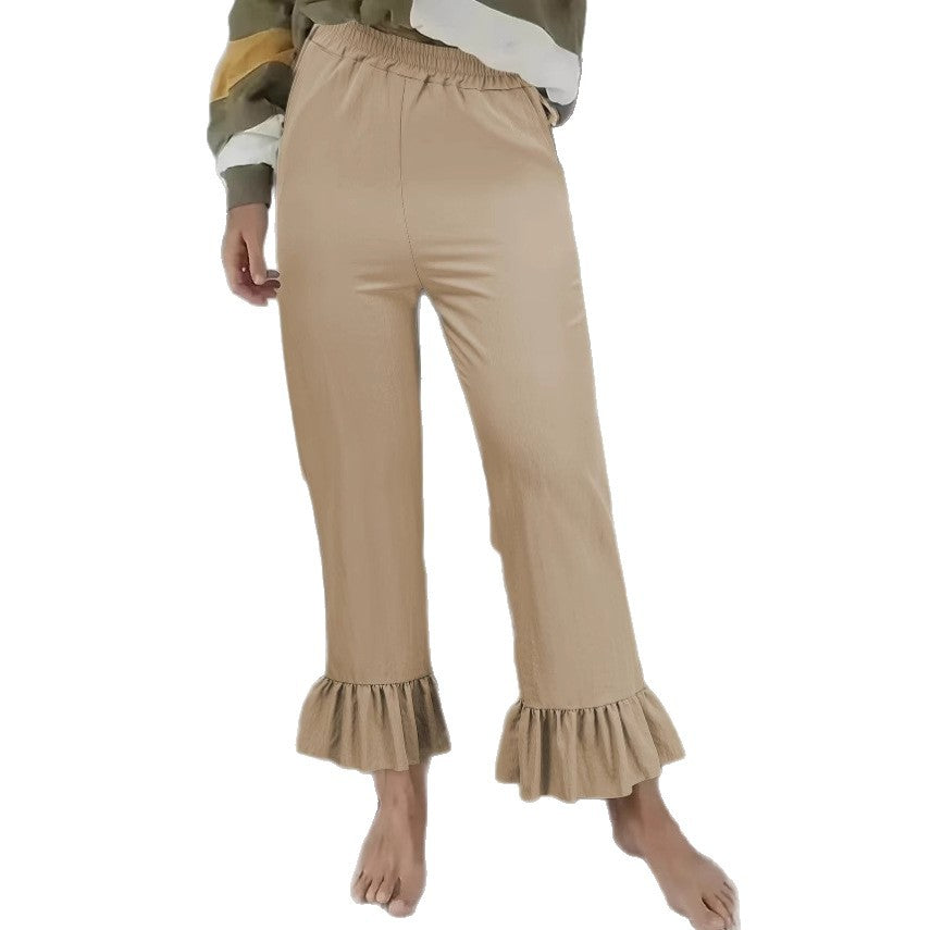 Damen Freizeithose mit Rüschenabschlüssen Drune