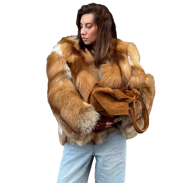 Damen Boxy-Kurzmantel im Multi-Layer Fauxfur-Look mit voluminösen Ärmeln Drune