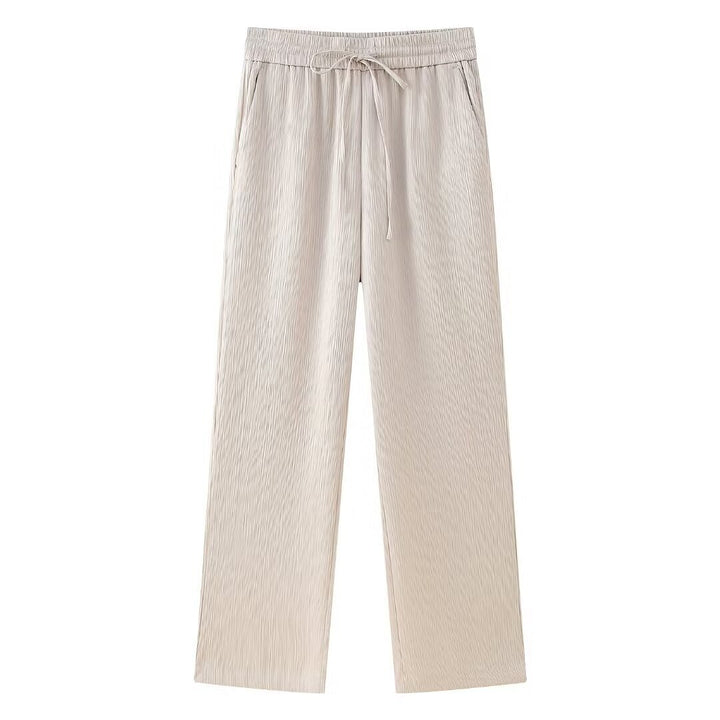 Damen nan weite Plissee-Hose mit elastischem Bund, Tunnelzug und seitlichen Eingrifftaschen Drune