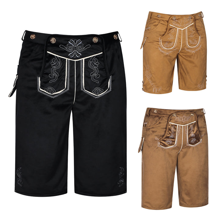Herren nan kurze Trachtenhose mit besticktem Hosenlatz und Komfortbund Drune