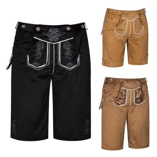 Herren nan kurze Trachtenhose mit besticktem Hosenlatz und Komfortbund Drune