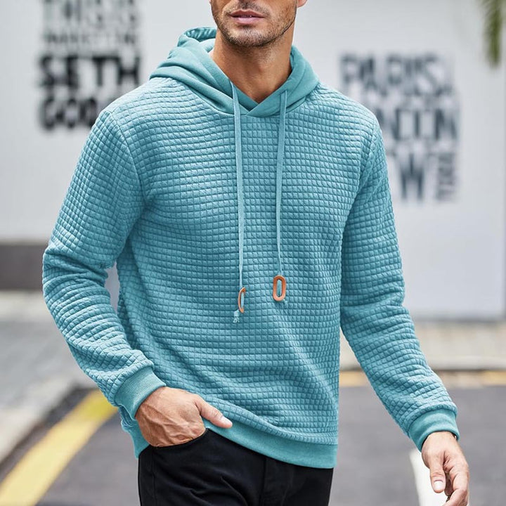 Herren Gepolsterter Steppmuster-Hoodie mit Kapuze und Kordelzug Drune