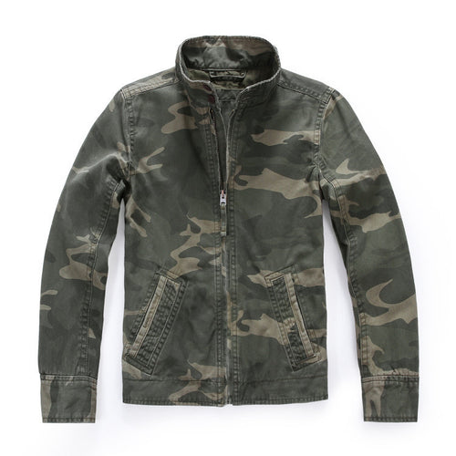 Herren leichte Baumwoll-Twill Feldjacke mit Stehkragen und Reißverschluss Drune