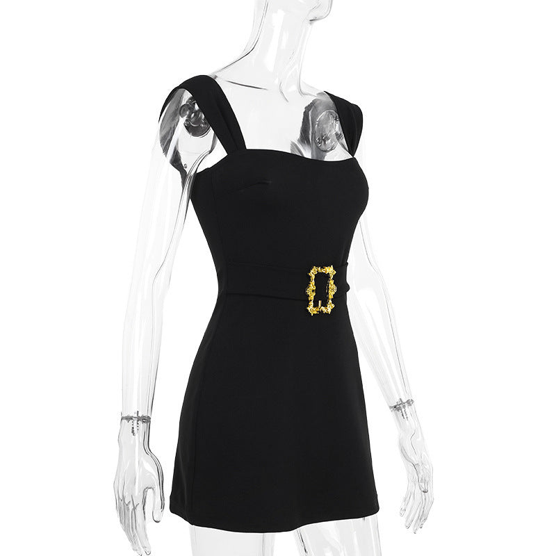 Damen Minikleid mit elegantem Bleistiftstil und dekorativem Gürtel Drune