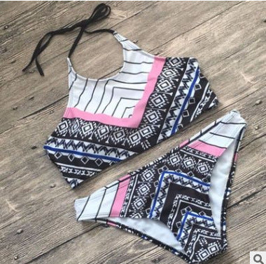 Damen Hochgeschlossener Bikini mit grafischem Muster Drune