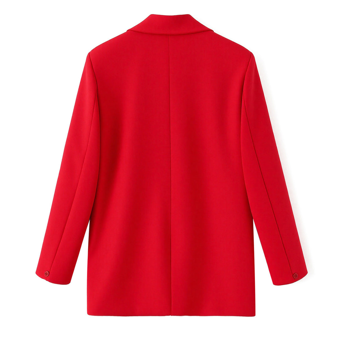 Damen Doppelreihiger Blazer mit herzförmigen Metallknöpfen, Pattentaschen und tailliertem Schnitt Drune