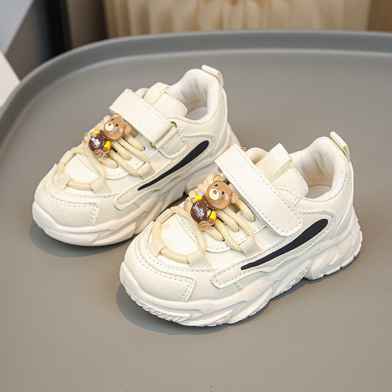 Damen Sportliche Kinder Sneakers mit praktischem Klettverschluss und tierischen Applikationen Drune
