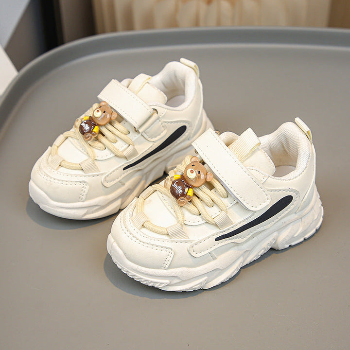 Damen Sportliche Kinder Sneakers mit praktischem Klettverschluss und tierischen Applikationen Drune
