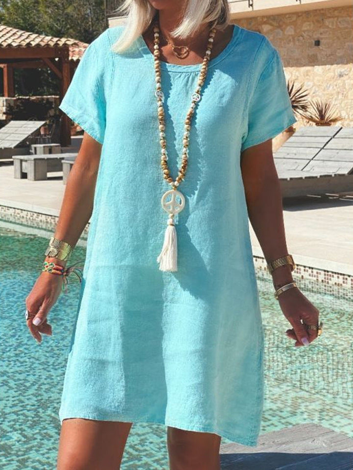 Damen Leichtes Strandkleid aus atmungsaktivem Leinen Drune