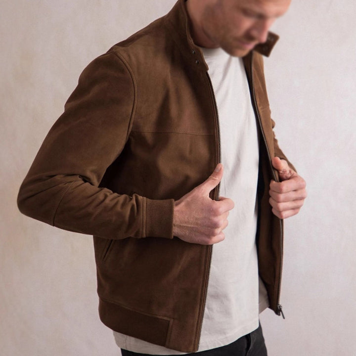 Herren hochwertige Wildlederjacke im modernen Schnitt Drune