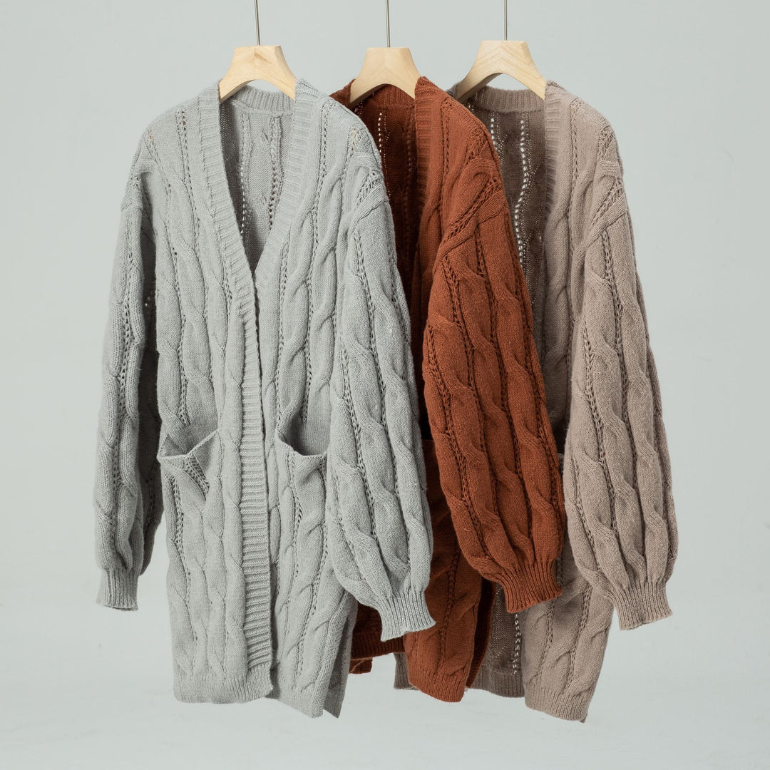 Damen Strickjacke mit V-Ausschnitt und praktischen Taschen Drune