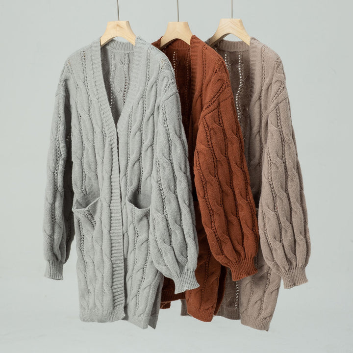 Damen Strickjacke mit V-Ausschnitt und praktischen Taschen Drune