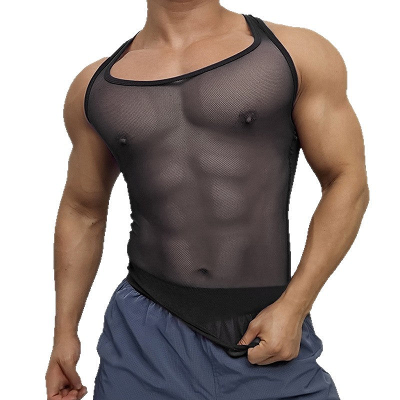Unisex nan atmungsaktives Netz-Top mit sportlicher Rückenpartie und elastischer Saumkante Drune