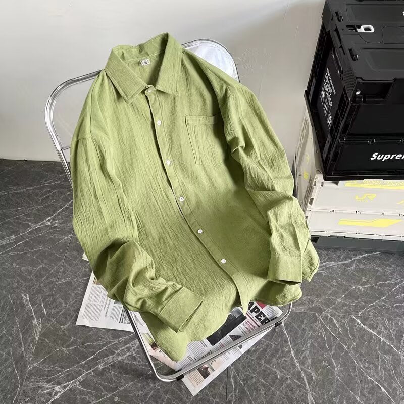 Herren Lässiges Hemd mit Brusttasche und Knopfleiste Drune
