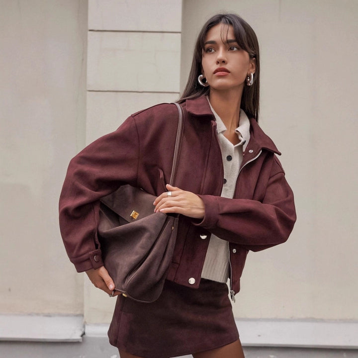 Damen Kunstlederjacke mit modernem Schnitt und praktischen Taschen Drune