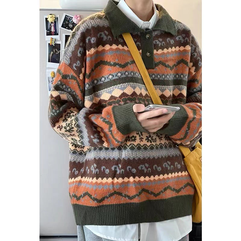 Damen Gemütlicher Strickpullover im ethnischen Muster Drune