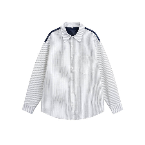 Unisex Oversize-Hemd mit Nadelstreifen und kontrastierter Schulterpasse Drune