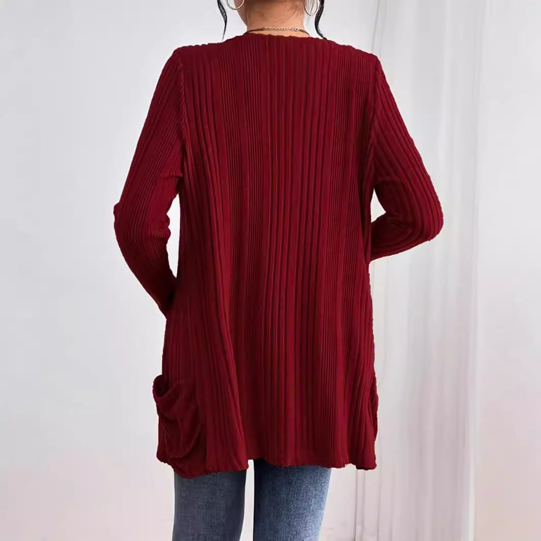 Damen Strickjacke mit raffinierten Rüschen und seitlichen Taschen Drune
