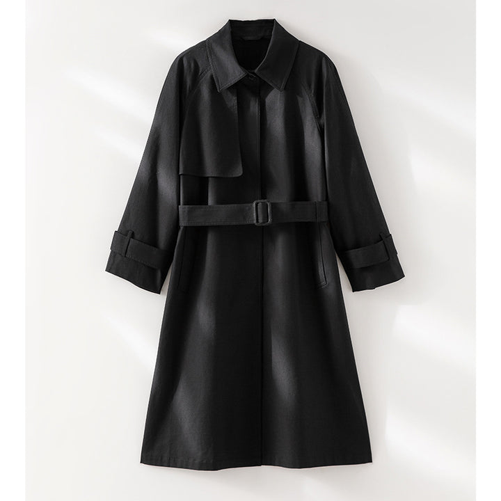 Damen Klassischer Trenchcoat mit Gürtel und Sturmblende Drune