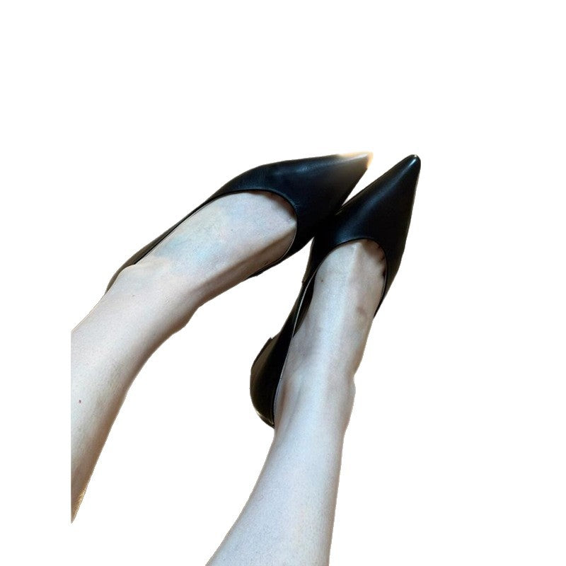 Damen Elegante spitz zulaufende Slipper‑Ballerinas aus softem Glattleder mit minimalem Keilabsatz Drune