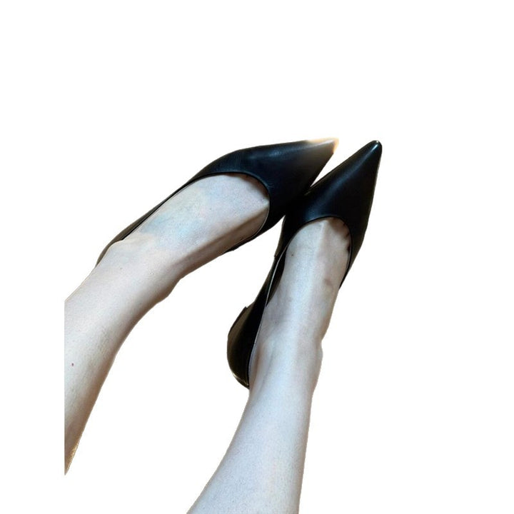 Damen Elegante spitz zulaufende Slipper‑Ballerinas aus softem Glattleder mit minimalem Keilabsatz Drune