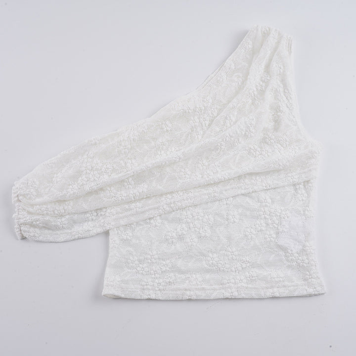 Damen asymmetrisches Spitzentop mit Rüschendetails Drune