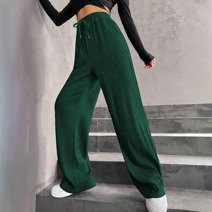 Damen weite Plissee-Hose mit elastischem Bund Drune