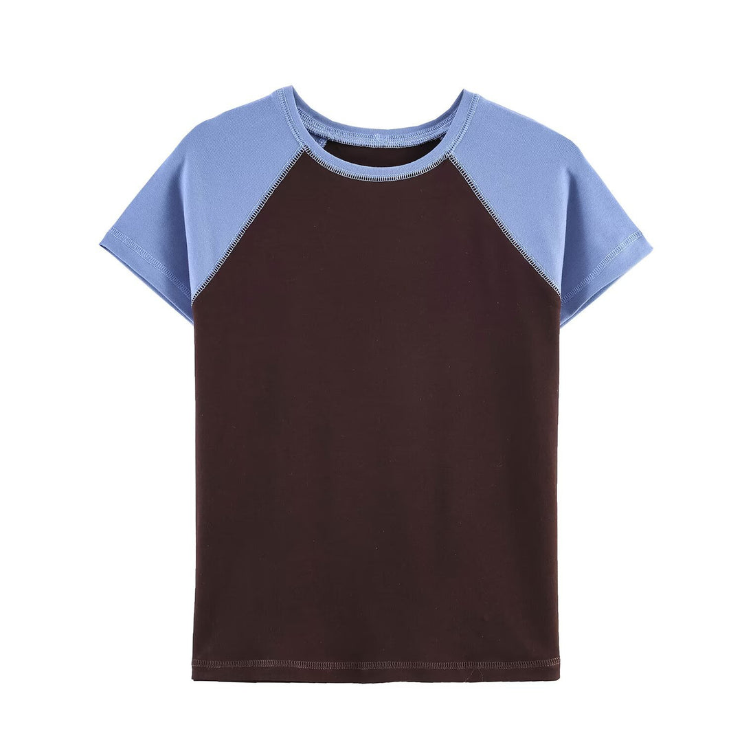 Damen Sportliches T-Shirt mit Kontrastärmeln und lässigem Schnitt Drune
