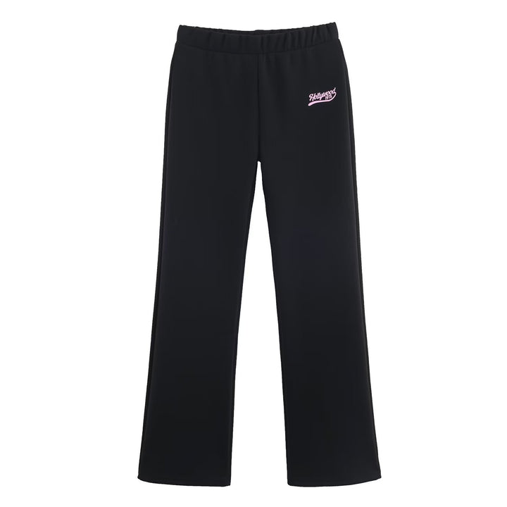 Damen Locker geschnittene Jersey-Freizeithose mit weitem Bein, elastischem Bund und Retro-Logo Drune