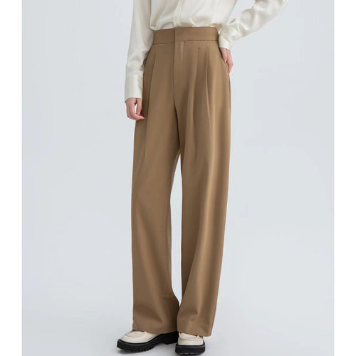 Damen Hochtaillierte Plissee-Bundhose mit weitem Bein Drune