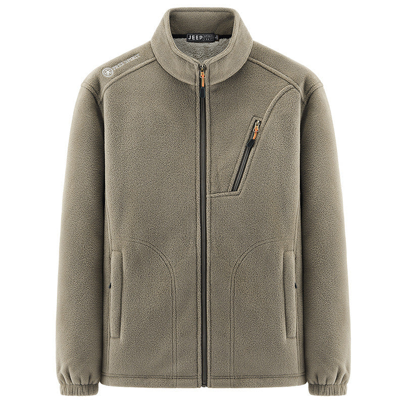 Herren Thermo‑Fleecejacke mit Sherpa‑Innenfutter, Stehkragen und Reißverschlusstaschen Drune