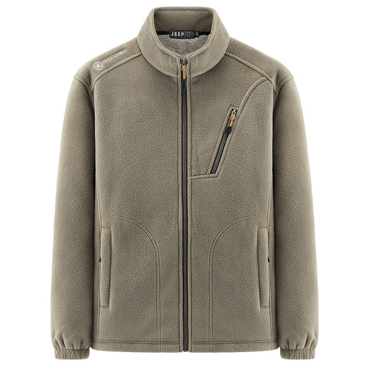 Herren Thermo‑Fleecejacke mit Sherpa‑Innenfutter, Stehkragen und Reißverschlusstaschen Drune