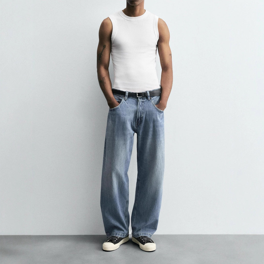 Damen High‑Waist Cropped Wide‑Leg Jeans aus weichem Stretch-Denim Drune